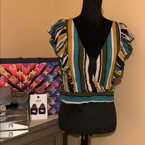 Striped Cropped Top with Tie Detail